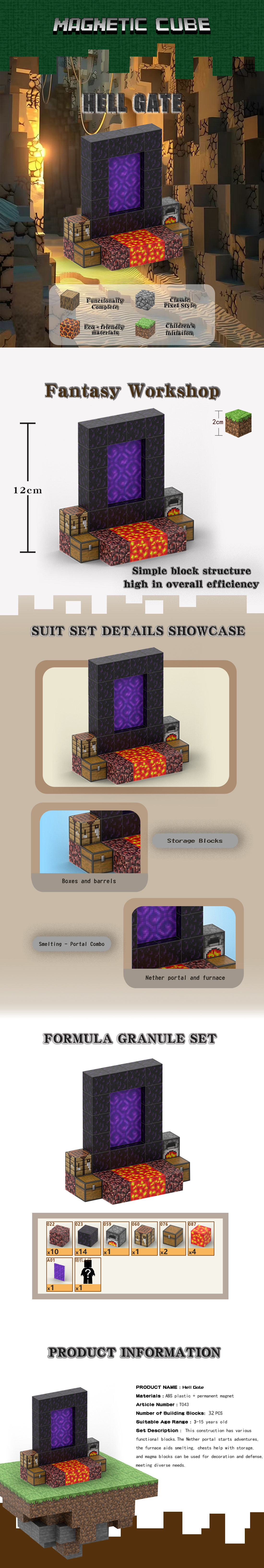 Minecraft Nether Portal Magnetic Set Build the Ic01