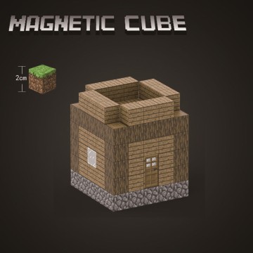 Minecraft Magnetic Builder: Create Sturdy Block Cabins with Oversized Cubes