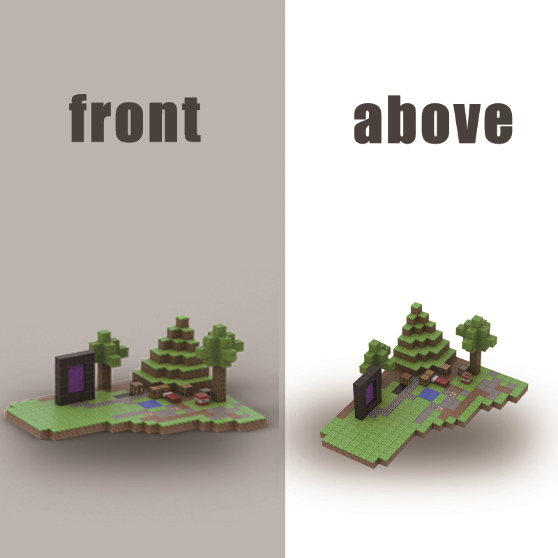 Minecraft Magnetic Dual World Set: Build Overworld & Nether Portal Scenes