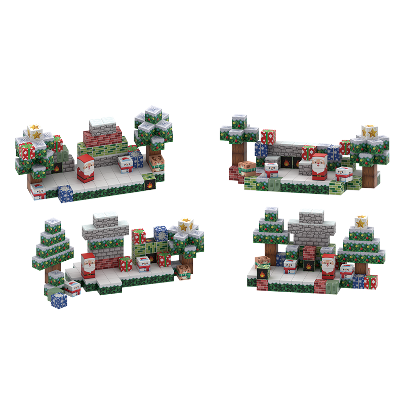 Customizable Magnetic Cube Blocks Ornaments Christmas Gifts Winter Decorative Snowman Accessories T118